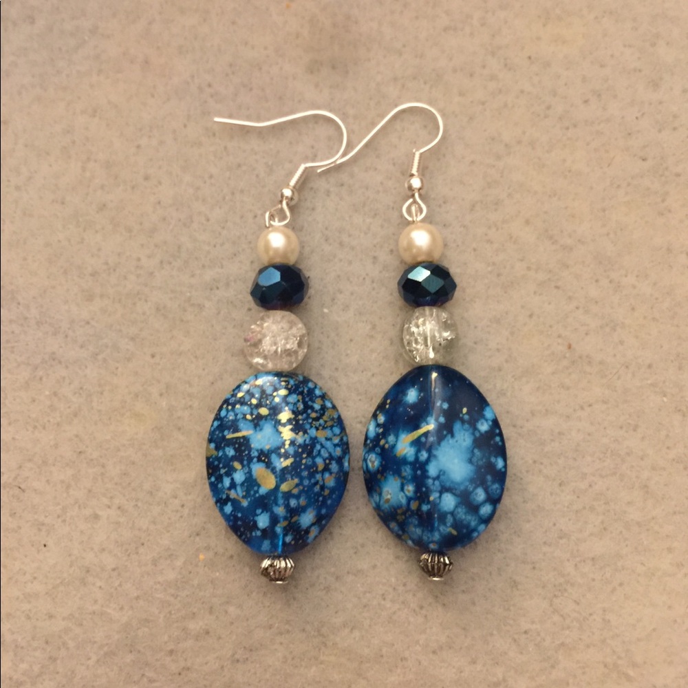 Handmade, Dangly, Silver Tone French Hook Earrings
